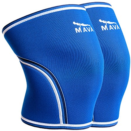 Pair of Knee Compression Sleeves Neoprene 7mm for Men & Women for Cross Training WOD, Squats, Gym Workout, Powerlifting, Weightlifting by MAVA SPORTS