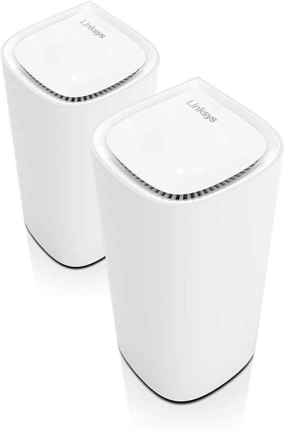 Linksys Velop Pro WiFi 6E Mesh System MX6202-2 Pack | Cognitive Mesh | 6 Ghz Band | 5.4 Gbps True Gigabit Speed | Whole-Home Coverage up to 6,000 sq. ft.| 200 Devices (CAD Version and Warranty)
