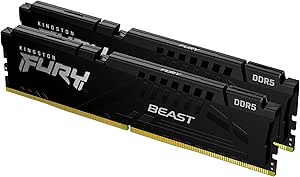 Kingston Fury Beast 32GB (2x16GB) 6000MT/s DDR5 CL30 Desktop Memory | AMD Expo | Plug N Play | Kit of 2 | KF560C30BBEK2-32