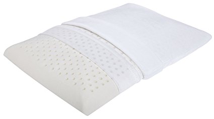 LumaLife Luxe Special Edition 2.7 Inch Extra Flat Dually Ventilated Max Cooling 100% Natural Latex Pillow - Thin Design Relieves Head, Neck, Back Pain - Hypoallergenic - Bonus Bolster Cover