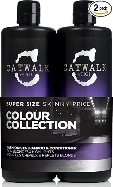 Catwalk by TIGI Fashionista Shampoo e Balsamo Antigiallo Tonalizzante Viola per Capelli Colorati e Biondi Naturali, 2x750 ml