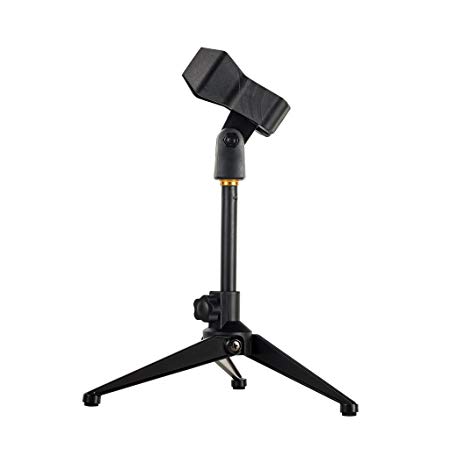 Universal Desktop Microphone Stand Adjustable MIC Tabletop Stand with Spring-loaded Microphone Clip such as Sm57 Sm58 Sm86 Sm87