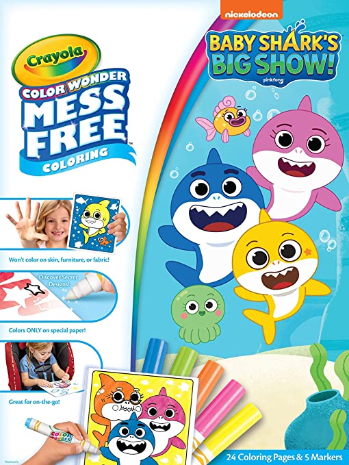 Crayola Baby Shark Color Wonder Set, Mess Free Coloring, Easter Basket Stuffers, Gifts for Kids, Age 3, 4, 5, 6