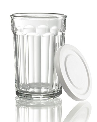 Luminarc Arc International Working Glass Storage Jar/Cooler with White Lid (Set of 4), 21 oz, Clear
