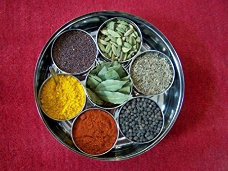 Tmvel Masala Dabba Spice Container Box with Clear Lid, Stainless Steel