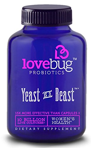 LoveBug Probiotics ♥︎ Yeast Is A Beast - Multi-Strain Probiotic, Cranberry and D-Mannose Supplement for Women. 10 Billion CFU. Delayed Release, Gluten Free Tablet. 30 Day Supply