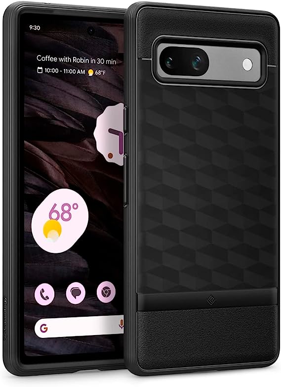 Caseology Parallax for Google Pixel 7a Case, 3D Hexa Cube Design and [Military Grade Drop Protection] Cover with Side Grip Patterns, Pixel 7a Case - Matte Black