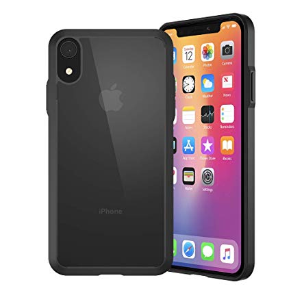 iPhone XR Case, Trianium Clarium Case Compatible Apple iPhone XR (2018)[6.1" ONLY] TPU Cushion Protection and Hybrid Rigid Clear Back Cover [ Work w/Most Screen Protector] - Black/Clear