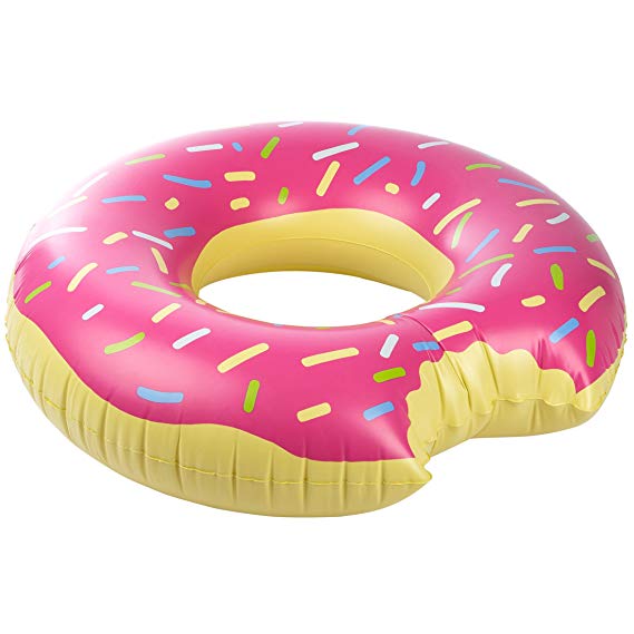 Ultrakidz Giant Swim Ring Donut, floating pillow, XXL float toy in fun doughnut shape, diameter approx. 114 cm, suitable for 15 years and up, made of robust PVC, inflatable
