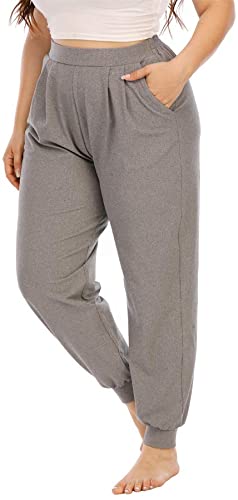 Gboomo Womens Plus Size Sweatpants High Waist Casual Jogger Loose Jersey Workout Track Pants with Pockets