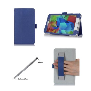 ProCase Folio Case with Stand for Samsung Galaxy Tab 4 7.0 Tablet 2014 ( 7 inch Tab 4, SM-T230 / T231 / T235), with Hand Strap, bonus stylus pen included (Navy, Dark Blue)