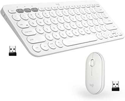 Logitech K380   M350 Wireless Keyboard and Mouse Combo - Slim Portable Design, Quiet clicks, Long Battery Life, Bluetooth connectivity, Multi Device with Easy-Switch for Mac, Chrome OS, Windows-White