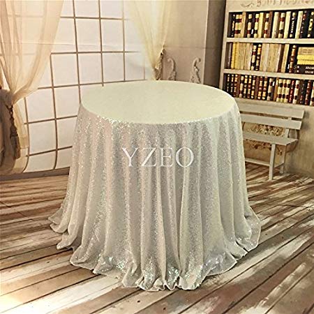 YZEO 132-Inch Round Sequin Tablecloth£¬Iridescent