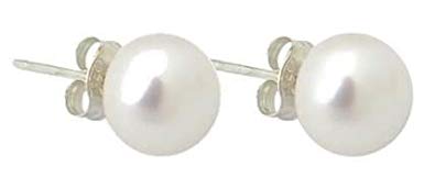Cultured Freshwater White Pearl Silver (925) Stud earrings, presented in an attractive satin silk pouch with a gift card