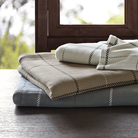 Woolrich Wilton Yarn Dyed Cotton Blanket, King, Ivory