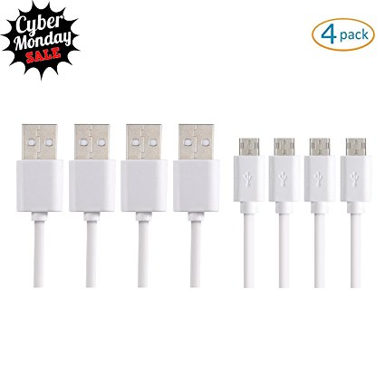 Upow Micro USB 2.0 Charging and Syncing Reversible Cable, 0.2 M/7.9 Inch (4 Pack) - White