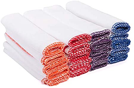 Reusable Napkins - Kids Reusable Napkin - Bulk Napkins - Cloth Kids Napkins - Multicolor Edge Napkins Cloth - Color Napkins for Party - Reusable Cloths (Color Reusable napkin set of 20, White)