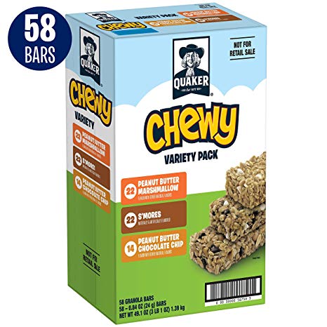 Quaker Chewy Granola Bars, Marshmallow Lovers Variety Pack, 58 Bars