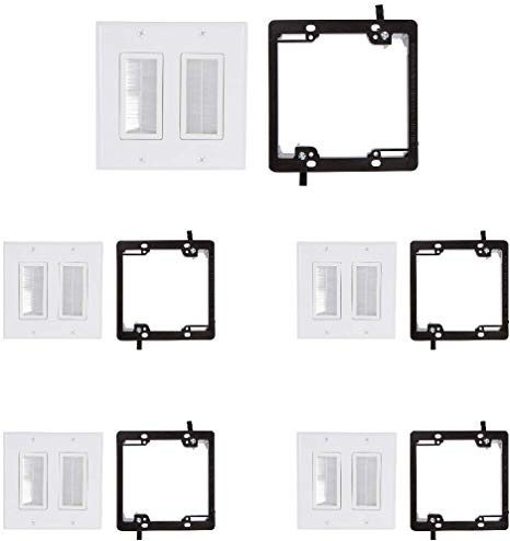 Buyer's Point Dual Brush Wall Plate [UL Listed] (5, White Kit)