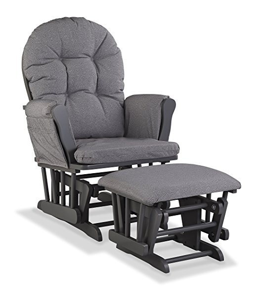 Stork Craft Custom Hoop Glider and Ottoman, Gray/Slate Gray Swirl