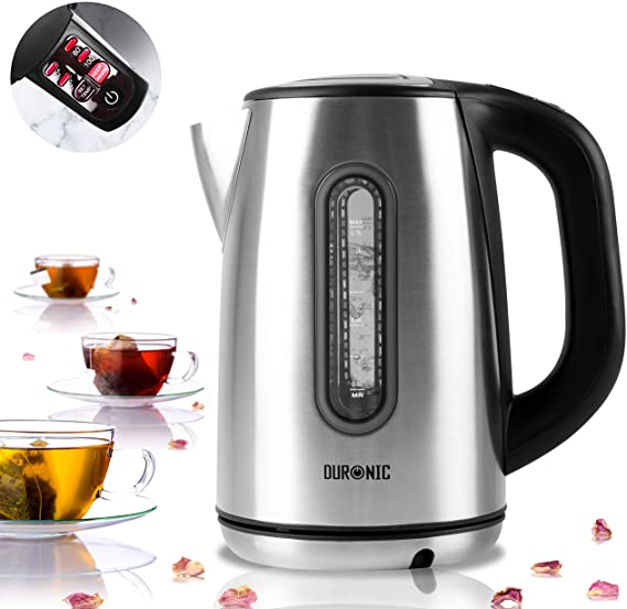 Duronic Electric Kettle EK42 | Stainless Steel 1.7L Fast Boil Kettle | Eco 3000W Variable Temperature Control | Keep Warm Function | Energy Efficient | Insulated Cool Touch | Cordless | Multi-Use…