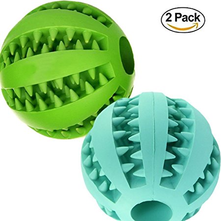 Aidle Pet Balls Tooth Cleaning Chewing for Pet IQ Training/Playing，Natural Rubber Dog Toy Balls (Blue Green)