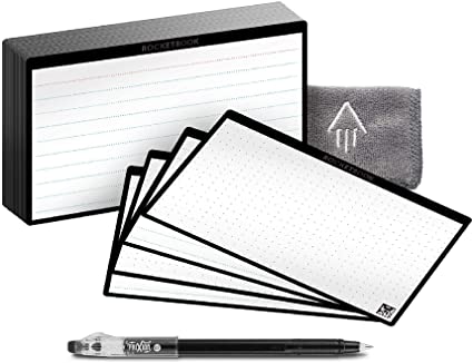 Eco-Friendly Reusable Index Note Cards with ColorStick Pen and 1 Microfiber Cloth Included (40 Count)