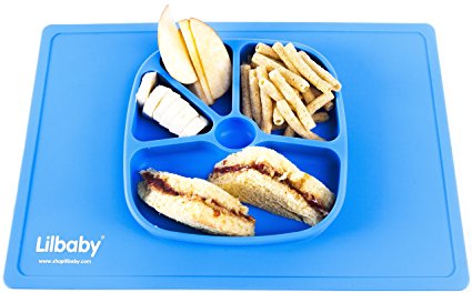 Placemat and Plate Suction Silicone by Lilbaby (Geometric Shape, Blue)