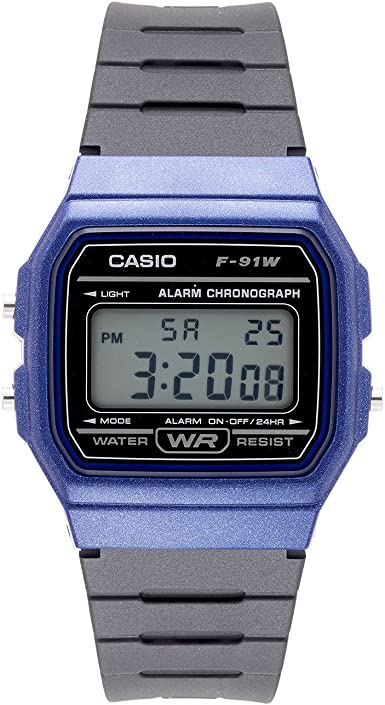 Casio Men's Classic Quartz Watch with Resin Strap, Black, 19.25 (Model: F-91WM-2ACF)