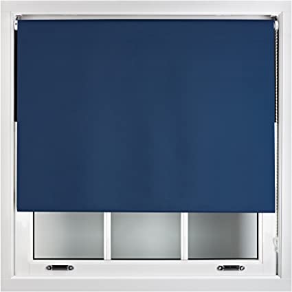 FURNISHED Blackout Roller Blind in Different Colours & Sizes - Trimmable - Navy Blue 150cm x 210cm
