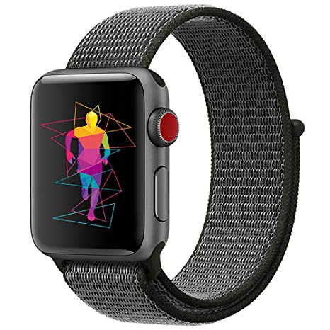 INTENY Sport Band for Apple Watch 38mm 42mm, Soft Lightweight Breathable Nylon Sport Loop Replacement Strap for iWatch Apple Watch Series 3, Series 2, Series 1, Hermes, Nike , Edition