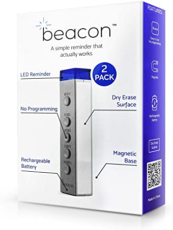 Beacon Reminder 2-Pack Visual Reminder Works Great for Pill Reminder, Feed The Dog Reminder, Chore Reminder, Any Recurring Task - Uses Standard USB Charging Cord (not Included)