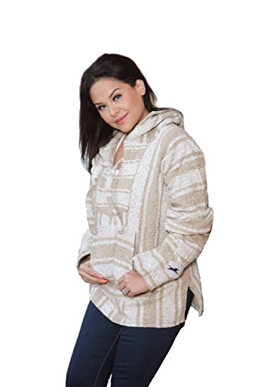 Mexican Style Baja Hoodie Pullover Poncho