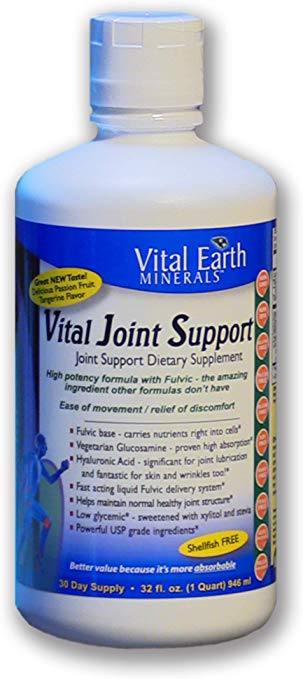 Vital Joint Support 32 Fl. Oz - Shellfish Free - High Potency Liquid Formula with Hyaluronic Acid, MSM, Chondroitin, Glucosamine, and Fulvic Minerals, by Vital Earth Minerals (Previously Gluco Matrix)