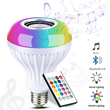 LED Bluetooth smart Music Light Bulb RGB Color E26 led light bulb with Bluetooth Speaker RGB Changing Color Music Lamp Built-in Audio Speaker with Remote Control for Home, Bedroom, Party Decoration