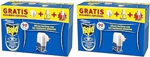 Raid Eléctrico Anti Mosquitos Comunes y Tigre 90 Noches con Aplicador y 2 Recambios - 54 Mililitros (2 x 27ml), Blanco (Paquete de 2)