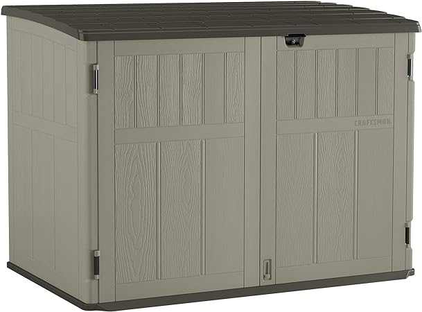 Craftsman Large Horizontal Storage Shed with Pad-Lockable Doors, Multi-Wall Resin Panel Outdoor Storage Shed, 5'10" W x 3'8.25" D x 4'4" H, Gray