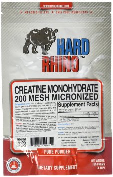 Hard Rhino Creatine Monohydrate Micronized 200 Mesh Powder 125 Grams