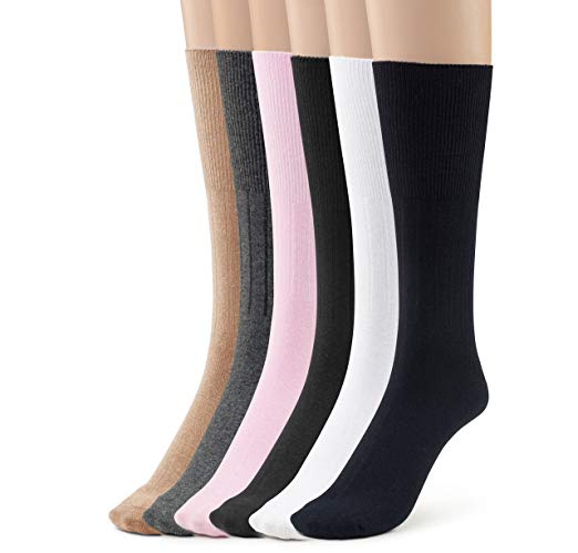 Silky Toes 3 pair 6 pair Pack Women's Diabetic Premium Soft Non-Binding Cotton Dress Socks, Also Available In Plus Sizes