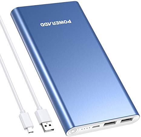 Poweradd Pilot 2GS 10,000mAh Dual-Port Portable Charger External Battery Power Bank-Blue