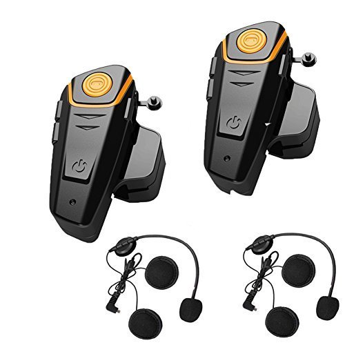 Veetop 2 x 800m Water Resistant Bluetooth Motorcycle Motorbike Helmet Intercom Interphone Headset for 2 or 3 riders and 25mm Audio for Walkie Talkie MP3 player GPS - Hands Free and FM radio 2Pack