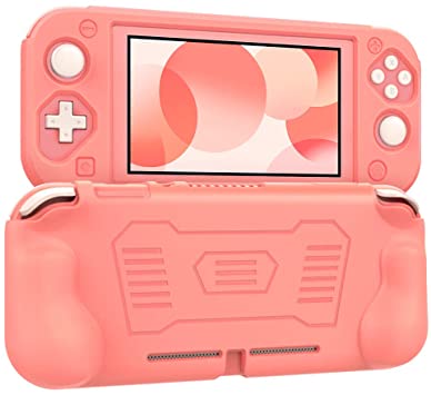 MoKo Grip Case for Nintendo Switch Lite, Anti-Collision Non-Slip Shockproof Silicone Case Cover Shell for Protecting Nintendo Switch Lite 2019 - Coral Pink