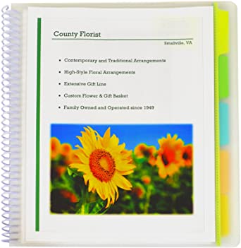 C-Line 10-Pocket Poly Portfolio with Write-on Tabs, Spiral-Bound, 5-Tab, Clear with Assorted Color Tabs, 1 Each (33650)