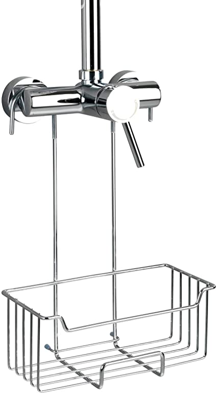 WENKO Thermostat Caddy Milo-Hook-on Shower Rack, Stainless steel, Silver Shiny, 14 x 25 x 36 cm