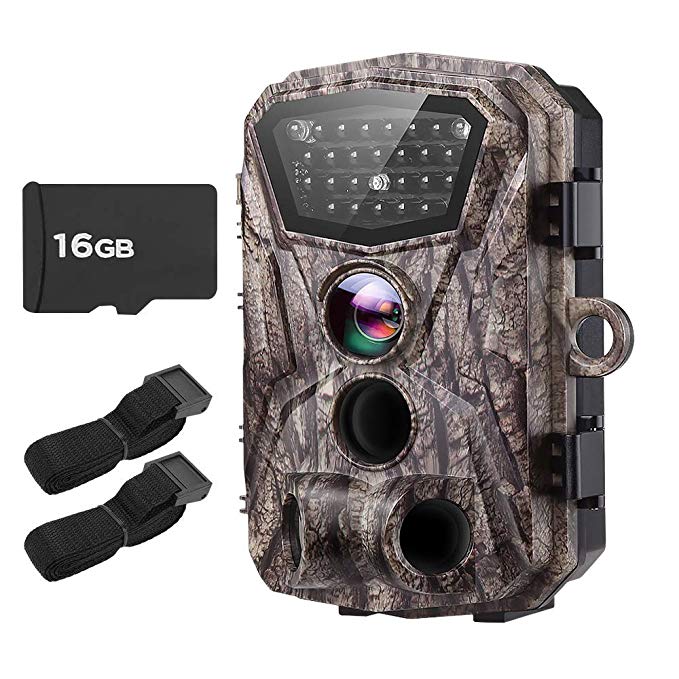 BOBLOV Trail Camera H883 18MP HD 1080P Hunting Camera Wildlife Monitor with LCD Night Vision 0.2-0.5Trigger Time Waterproof with Extra 16G Card and Belts