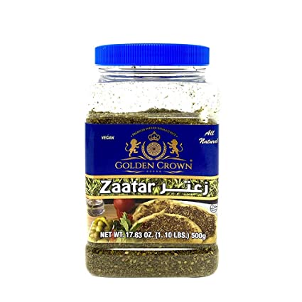 Golden Crown Natural Za'atar Herb Blend (Zatar/Zaatar/Zahtar) | Freshly Grown Seasoning Traditional Lebanese Spice Vegan & No Preservatives No Additives herbal Blend | 17.63 oz (1.10 Lb)