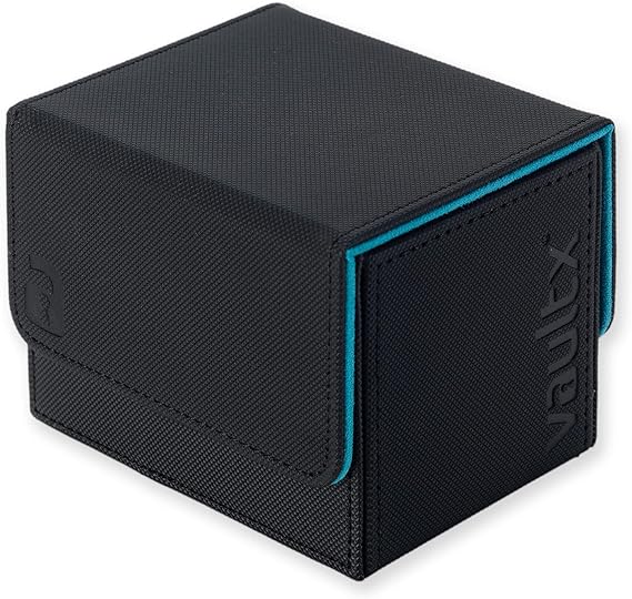 Vault X Exo-Tec Modular Sideloading Deck Box Module for 100  TCG Cards. Detachable Magnetic Lid. Fits Commander & Standard Trading Cards. (Black/Electric Blue)