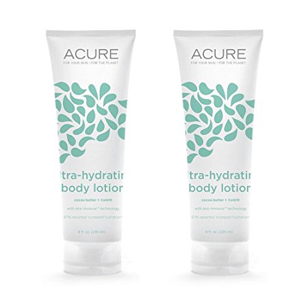 Acure Organics Ultra-Hydrating Fragrance Free Body Lotion With Fair Trade Organic Olive Oil, Cocoa Butter, Evening Primrose and CoQ10, 8 oz. (Pack of 2)