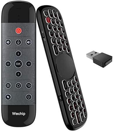 WeChip W2 Pro Android Air Mouse Remote, Mini KeyBoard and Touch Pad, Backlight, IR learning, Google Voice, QWERTY Layout, Black
