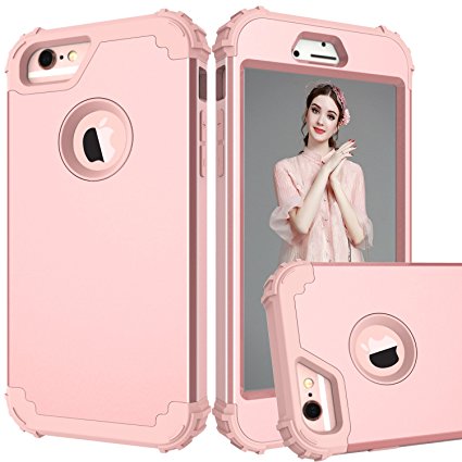 Hocase iPhone 6s Case Heavy Duty Shockproof Protective Hybrid Dual Layer Case for Apple iPhone 6/6s 4.7" - Rose Gold